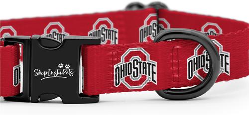 Show full view: ShopInstaPets NCAA Polyester Standard Dog Collar, Small: 11 to 16-in neck, 1/2-in wide, Ohio State Buckeyes slide 3 of 5