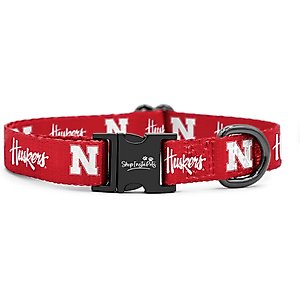 ShopInstaPets NCAA Polyester Standard Dog Collar, X-Small: 8 to 12-in neck, 1/2-in wide, Nebraska Huskers