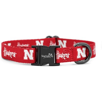 ShopInstaPets ShopInstaPets NCAA Polyester Standard Dog Collar, Small: 11 to 16-in neck, 1/2-in wide, Nebraska Huskers