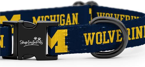 Show full view: ShopInstaPets NCAA Polyester Standard Dog Collar, Small: 11 to 16-in neck, 1/2-in wide, Michigan Wolverines slide 3 of 5