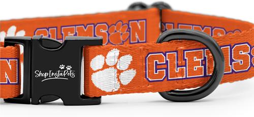 Show full view: ShopInstaPets NCAA Polyester Standard Dog Collar, X-Small: 8 to 12-in neck, 1/2-in wide, Clemson Tigers slide 3 of 5
