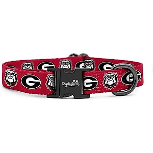 ShopInstaPets NCAA Polyester Standard Dog Collar, Medium: 12.5 to 19-in neck, 3/4-in wide, Georgia Bulldogs