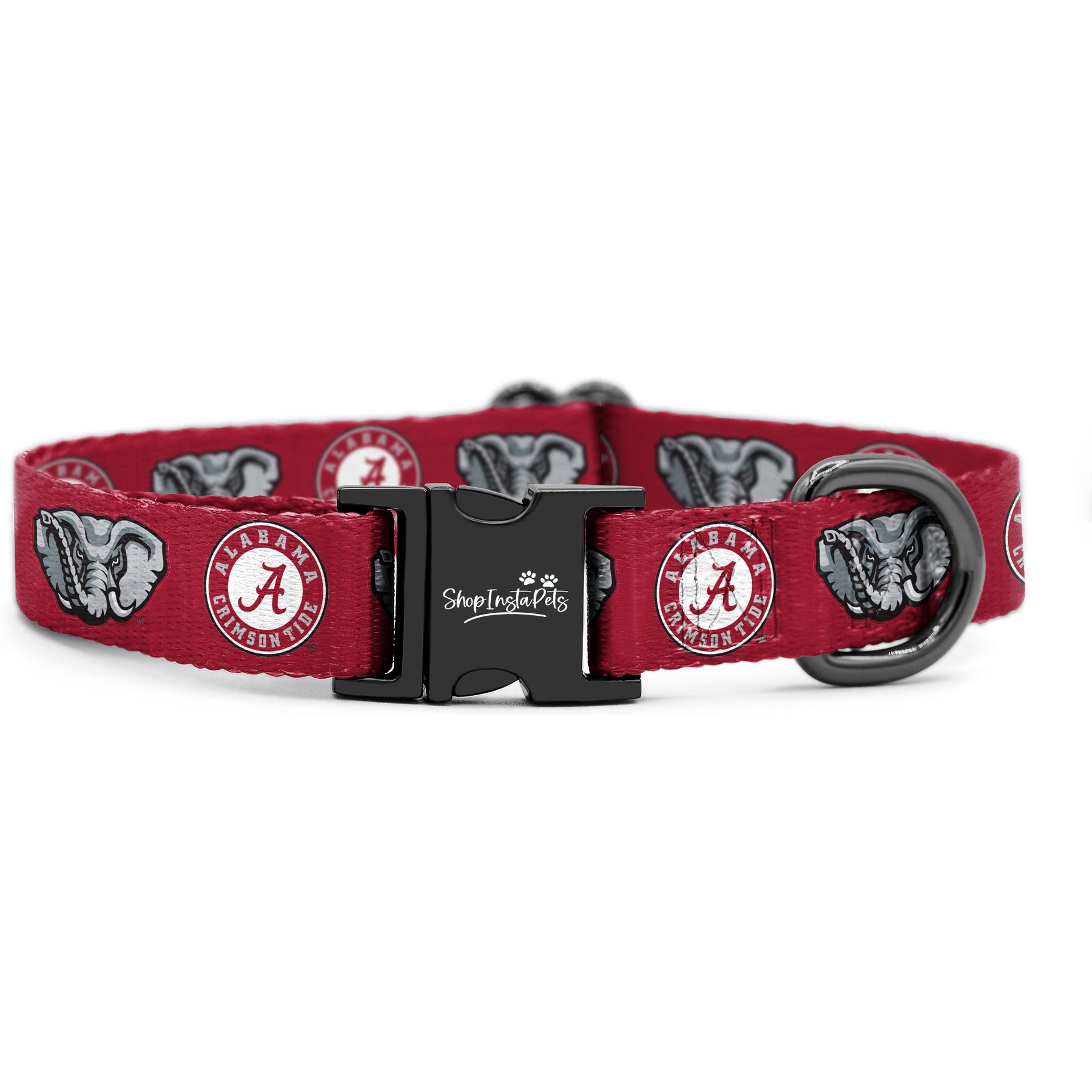 ShopInstaPets NCAA Polyester Standard Dog Collar, Small: 11 to 16-in neck, 1/2-in wide, Alabama Crimson Tide