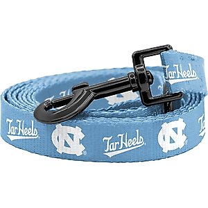 ShopInstaPets NCAA Polyester Dog Leash, 6-ft long, 1-in wide, North Carolina Tar Heels