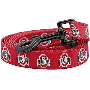 ShopInstaPets NCAA Polyester Dog Leash, 6-ft long, 1-in wide, Ohio State Buckeyes