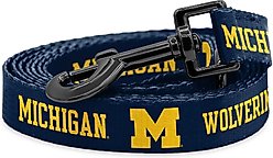 ShopInstaPets NCAA Polyester Dog Leash, 6-ft long, 1-in wide, Michigan Wolverines