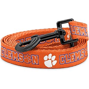 ShopInstaPets NCAA Polyester Dog Leash, 6-ft long, 1-in wide, Clemson Tigers