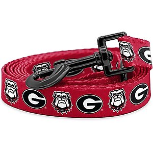 ShopInstaPets NCAA Polyester Dog Leash, 6-ft long, 1-in wide, Georgia Bulldogs