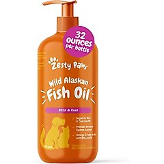 Zesty Paws Wild Alaskan Fish Oil Liquid Skin & Coat Supplement for Dogs & Cats, 32-fl oz bottle
