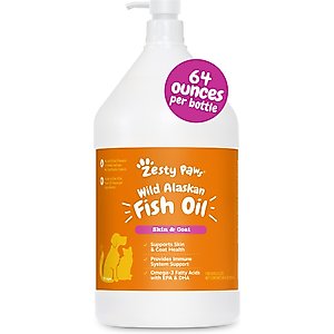 Zesty Paws Wild Alaskan Fish Oil Liquid Skin & Coat Supplement for Dogs & Cats, 64-fl oz bottle