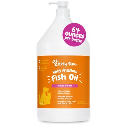 Show full view: Zesty Paws Wild Alaskan Fish Oil Liquid Skin & Coat Supplement for Dogs & Cats, 64-fl oz bottle slide 1 of 11