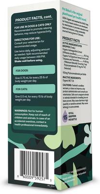Show full view: Pet Releaf Stress Releaf Organic Full Spectrum Hemp Extract Oil & Ashwagandha Liquid Calming Health Supplement for Dogs & Cats, 15-mL bottle slide 4 of 5