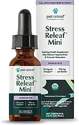 Pet Releaf Stress Releaf Organic Full Spectrum Hemp Extract Oil & Ashwagandha Liquid Calming Health Supplement for Dogs & Cats, 15-mL bottle