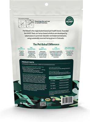 Show full view: Pet Releaf Edibites Stress Releaf Organic Peppered Bacon Flavored Chew Full Spectrum Hemp Extract Calming Health Supplement for Medium & Large Dogs, 30 count slide 3 of 4
