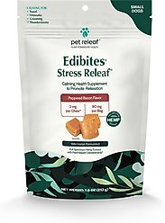 Pet Releaf Edibites Stress Releaf Organic Peppered Bacon Flavored Chew Full Spectrum Hemp Extract Health Calming Supplement for Small Dogs, 30 count