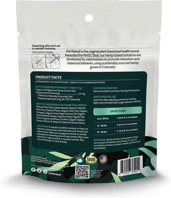 Show full view: Pet Releaf Edibites Stress Releaf Organic Peppered Bacon Flavored Chew Full Spectrum Hemp Extract Health Calming Supplement for Dogs, 10 count slide 3 of 4