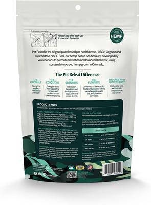Show full view: Pet Releaf Edibites Stress Releaf Organic Peanut Butter & Carob Flavored Chew Full Spectrum Hemp Extract Calming Health Supplement for Medium & Large Dogs, 30 count slide 3 of 4