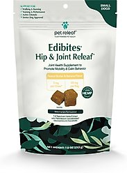 Pet Releaf Edibites Hip & Joint Releaf Organic Peanut Butter & Banana Flavored Chew Full Spectrum Hemp Extract Hip & Joint Health Supplement for Small Dogs, 30 count