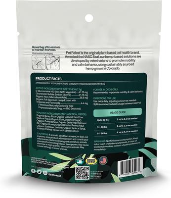 Show full view: Pet Releaf Edibites Hip & Joint Releaf Organic Peanut Butter & Banana Flavored Chew Full Spectrum Hemp Extract Hip & Joint Health Supplement for Dogs, 10 count slide 3 of 4