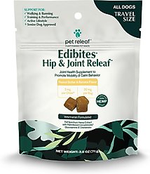 Pet Releaf Edibites Hip & Joint Releaf Organic Peanut Butter & Banana Flavored Chew Full Spectrum Hemp Extract Hip & Joint Health Supplement for Dogs, 10 count