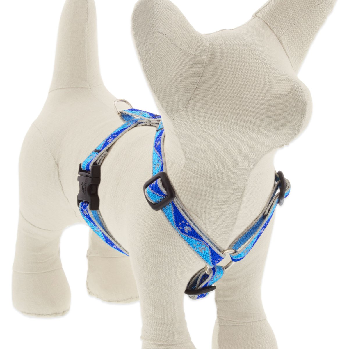 LupinePet Reflective Paws Adjustable Dog Harness, Blue Paws, X-Small: 9 to 14-in chest, 1/2-in wide