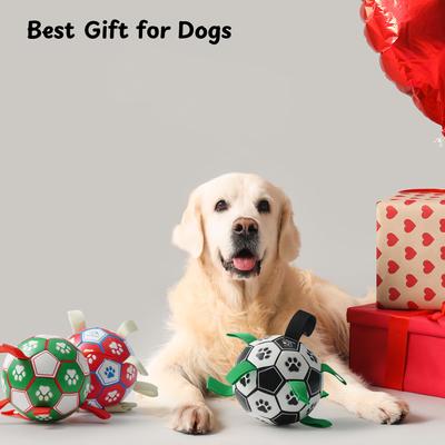 Show full view: Nocciola Soccer Ball with Straps Dog Toy, Black/White, Large slide 7 of 8