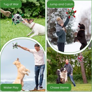 Nocciola Soccer Ball with Straps Dog Toy, Black/White, Medium