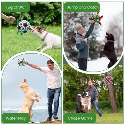 Show full view: Nocciola Soccer Ball with Straps Dog Toy, Black/White, Large slide 5 of 8