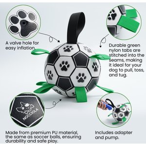 Nocciola Soccer Ball with Straps Dog Toy, Black/White, Medium