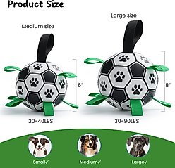 Nocciola Soccer Ball with Straps Dog Toy, Black/White, Large slide 2 of 6