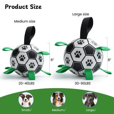 Show full view: Nocciola Soccer Ball with Straps Dog Toy, Black/White, Large slide 3 of 8