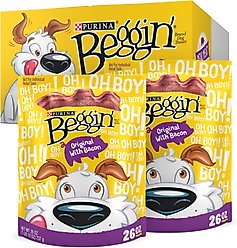 Purina Beggin' Strips Original with Bacon Flavored Dog Treats, 26-oz pouch, case of 2