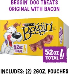 Purina Beggin' Strips Original with Bacon Flavored Dog Treats, 26-oz pouch, case of 2 slide 2 of 9