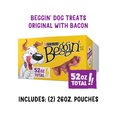 Show full view: Purina Beggin' Strips Original with Bacon Flavored Dog Treats, 26-oz pouch, case of 2 slide 3 of 13