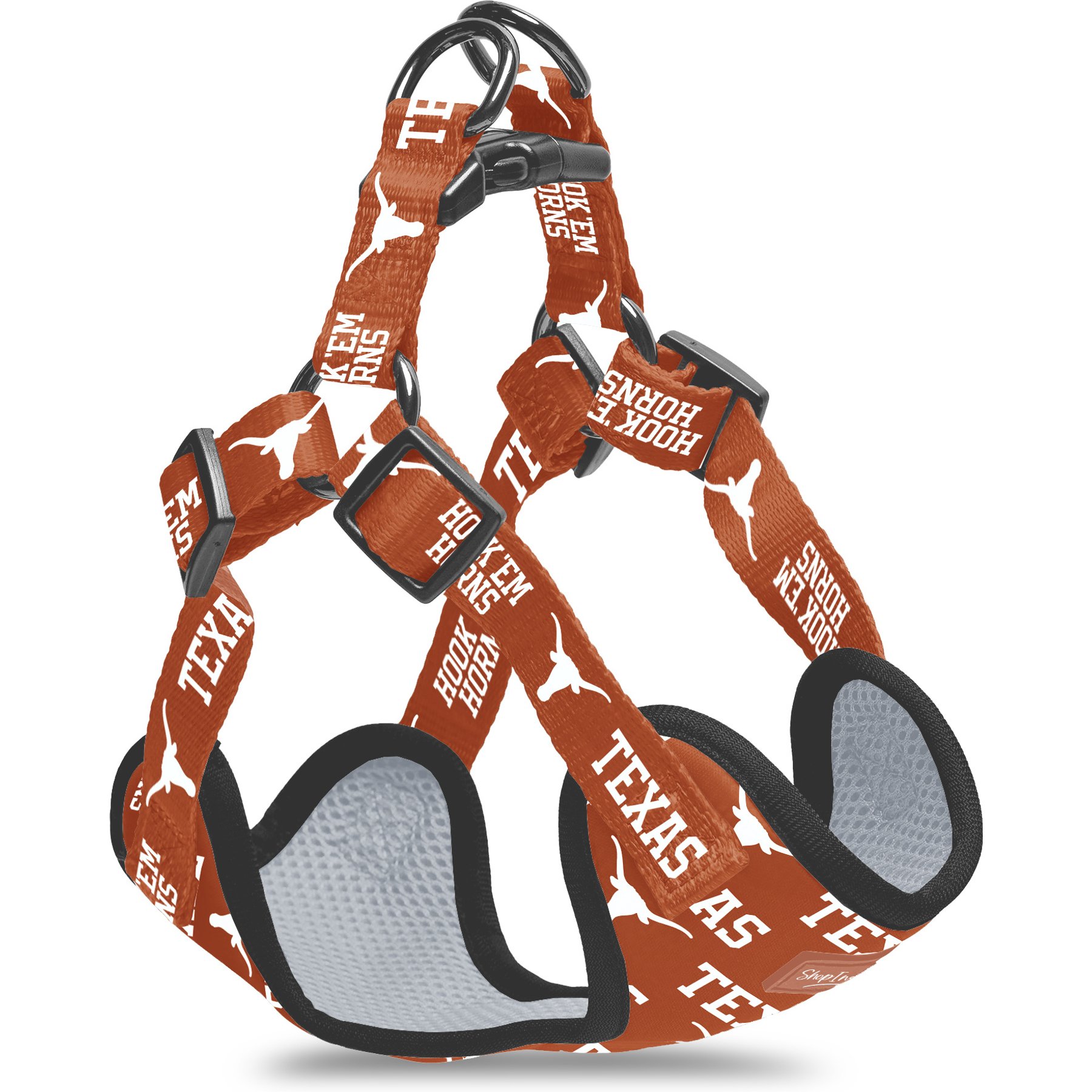 ShopInstaPets NCAA Basic Dog Harness, X-Small: 17 to 20.5-in chest, Texas Longhorns