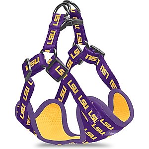 ShopInstaPets NCAA Basic Dog Harness, X-Small: 17 to 20.5-in chest, Louisiana State Tigers