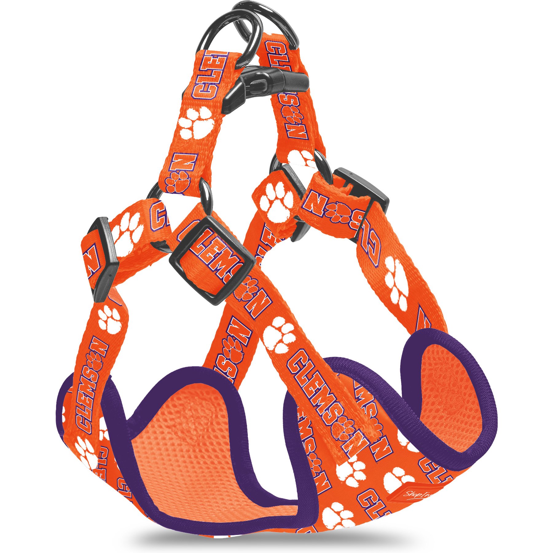 ShopInstaPets NCAA Basic Dog Harness, Medium: 21 to 27-in chest, Clemson Tigers