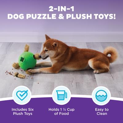 Show full view: Nina Ottosson by Outward Hound Snuffle N' Treat Interactive Puzzle Ball & Treat Dispenser Dog Toy, Green slide 3 of 11