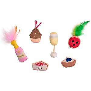 Catstages Purrsecco & Cupcakes Plush Interactive Catnip Cat Toy, Multicolor, 6 count
