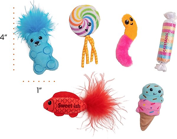Show full view: Catstages Kitty Sweet Treats Plush Catnip Cat Toys, Multicolor, 6 count slide 9 of 11