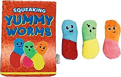 Outward Hound Snack Bag Yummy Worms Puzzle Squeaky Dog Toy, Red