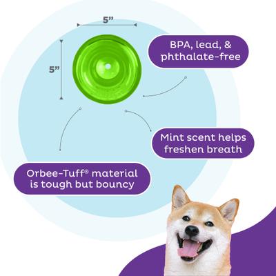 Show full view: Outward Hound Orbee-Tuff Snoop Treat Dispensing Tough Dog Chew Toy, Green slide 4 of 14