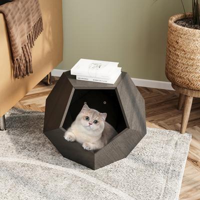 Show full view: Cesicia Modern Furniture Style Side Table Cat House, Black/Brown slide 4 of 8