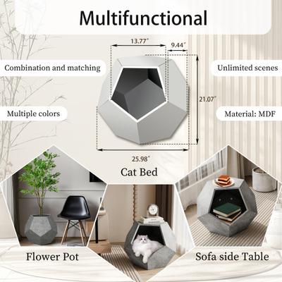 Show full view: Cesicia Modern Furniture Style Side Table Cat House, Cement Grey slide 6 of 9