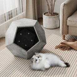 Cesicia Modern Furniture Style Side Table Cat House, Cement Grey