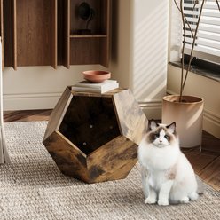 Cesicia Modern Furniture Style Side Table Cat House, Antique Brown