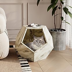 Cesicia Modern Furniture Style Side Table Cat House, White Oak