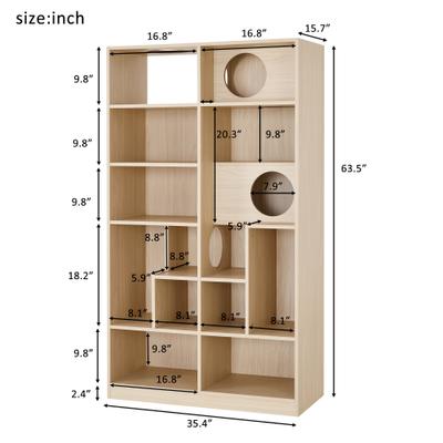 Show full view: Cesicia Furniture Style Bookcase 63-in Cat Tree, Natural slide 6 of 7