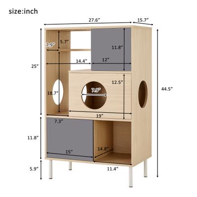 Show full view: Cesicia Furniture Style Bookcase 44-in Cat Tree, Natural/White slide 6 of 7