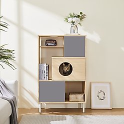 Cesicia Furniture Style Bookcase 44-in Cat Tree, Natural/White